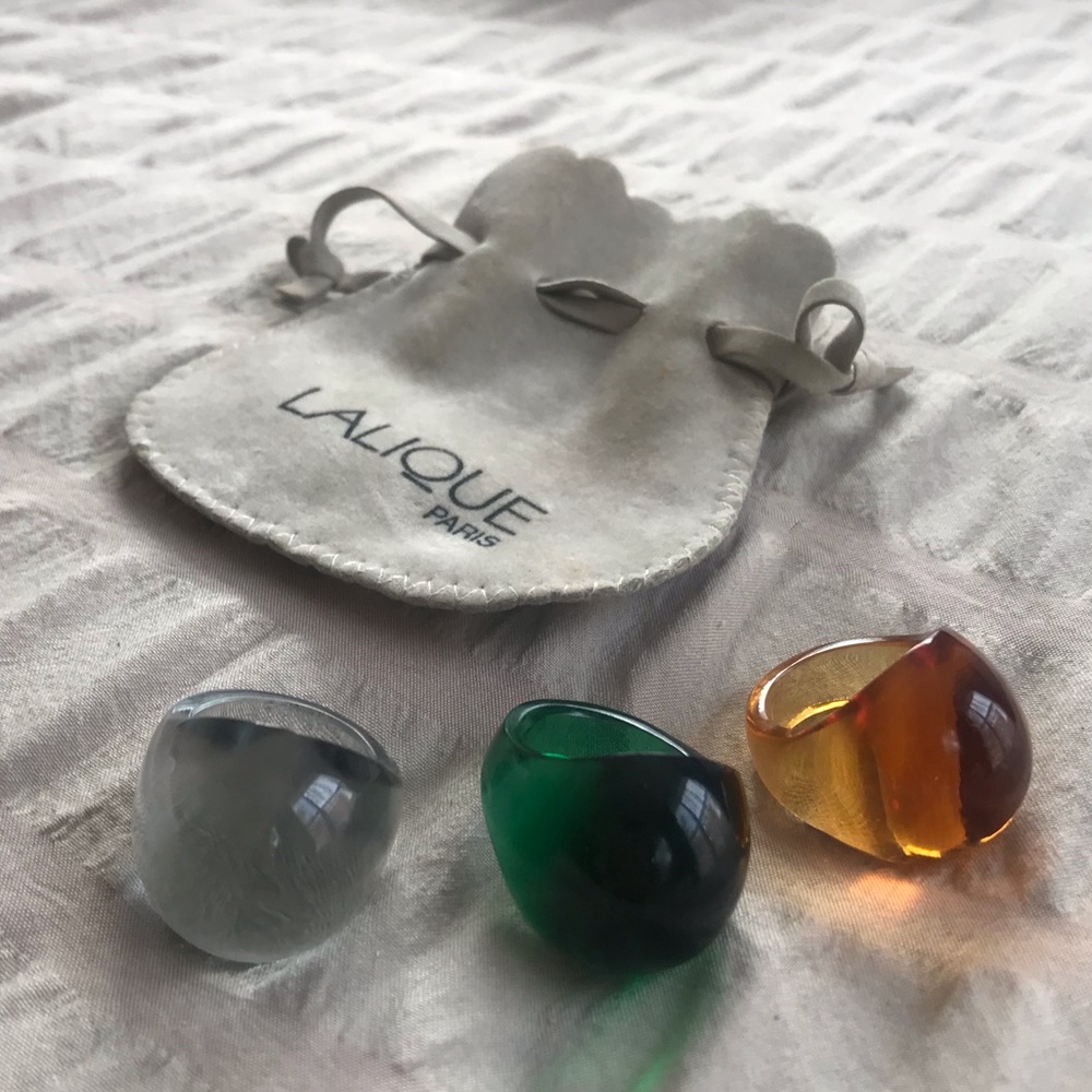 Lalique Crystal Dome Rings Cabochon